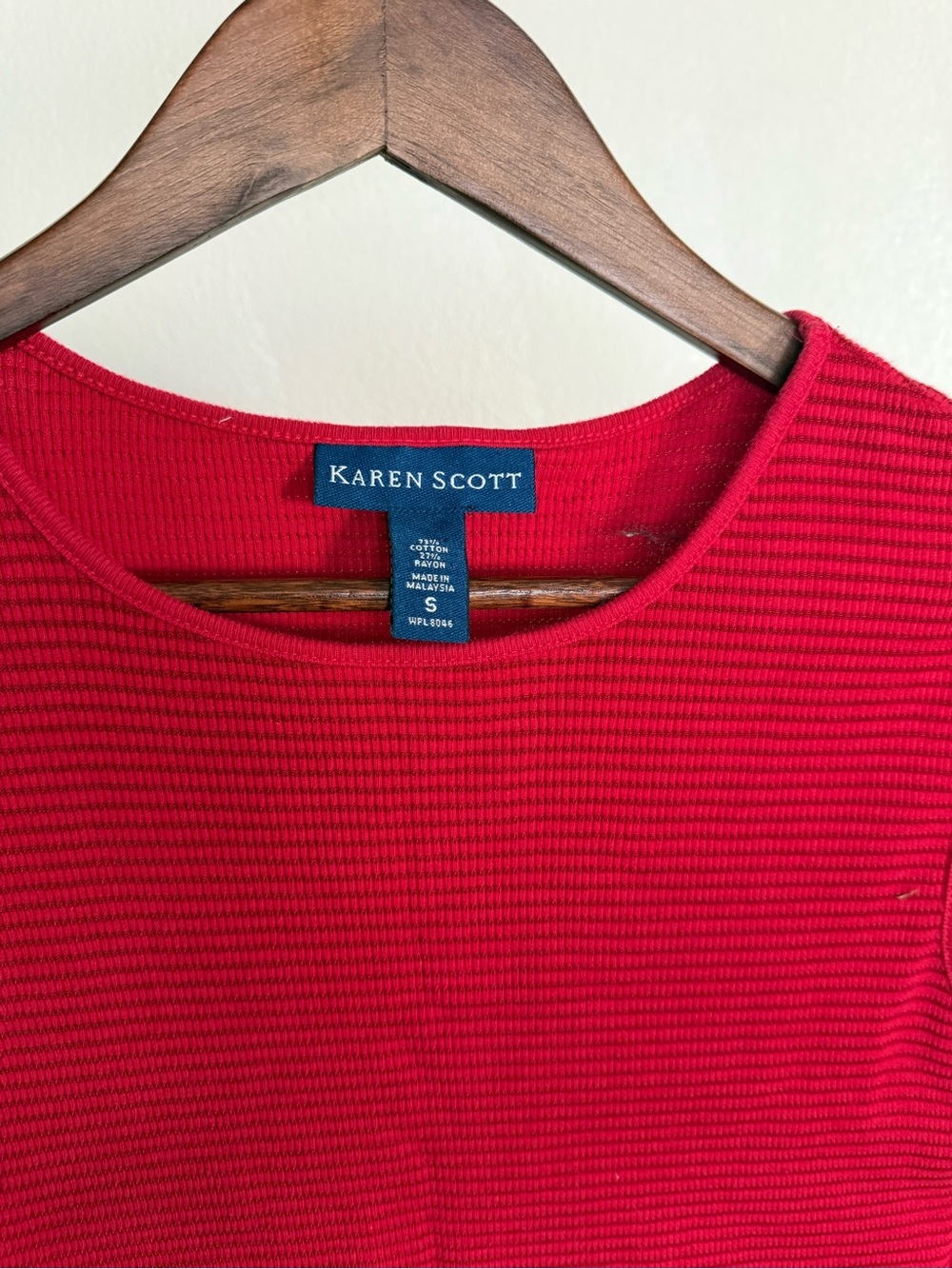 Karen Scott Red Ribbed Tank Top